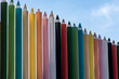 wall of giant colored pencils in a kindergarten