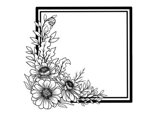 Wall Mural - flowers line art sublimation. hand drawn flower sketch line art illustration