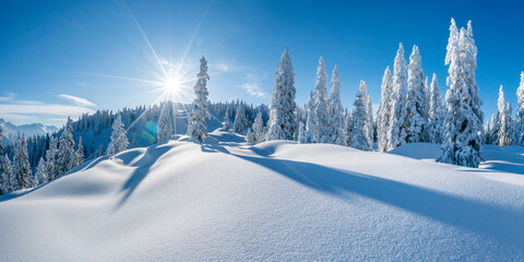 Canvas Print - Winterpanorama - Verschneite Winterlandschaft