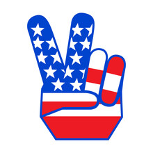 America Victory Finger, Peace USA, National Flag USA, Independence Day, American Peace