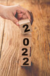 symbolize the change from 2021 to the new year 2022. 2022 happy new year concept.