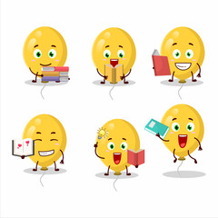 Wall Mural - A picture of yellow balloons cartoon character concept reading an amusing book