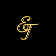 Gold logo ET font initials and scripts