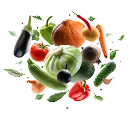 Wall Mural - Large set of isolated vegetables on a white background