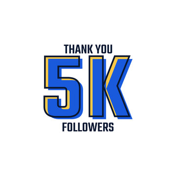 thank you 5 k followers card celebration vector. 5000 followers congratulation post social media tem