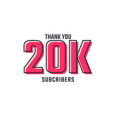 Wall Mural - Thank You 20 k Subscribers Celebration Background Design. 20000 Subscribers Congratulation Post Social Media Template.