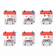 Sticker - Cartoon character of 2022 calendar with sleepy expression