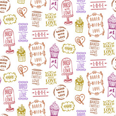 Sticker - Baked with love pattern backdrop