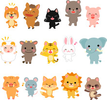 いろいろな動物のキャラクターイラストセット