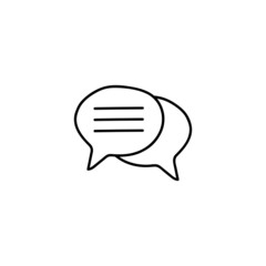 Poster - Chatting icon in flat black line style, isolated on white 