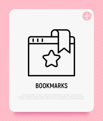Wall Mural - bookmark on web page thin line icon. modern vector illustration for favorite web site.