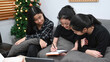 © Prathankarnpap - Asian girls learning online at virtual class with teacher tutor on laptop.