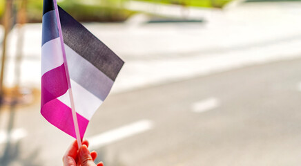 Close up of Asexual pride flag.