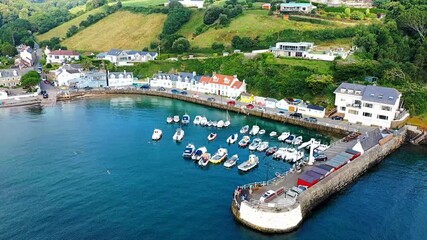 Wall Mural - Aerial view of Rozel Harbour at high tide