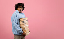 Student With Pile Of Books Free Stock Photo - Public Domain Pictures