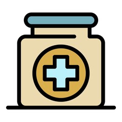 Wall Mural - Medical bottle icon. Outline medical bottle vector icon color flat isolated