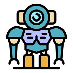 Sticker - Futuristic robot icon. Outline futuristic robot vector icon color flat isolated