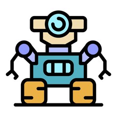 Wall Mural - Space robot icon. Outline space robot vector icon color flat isolated