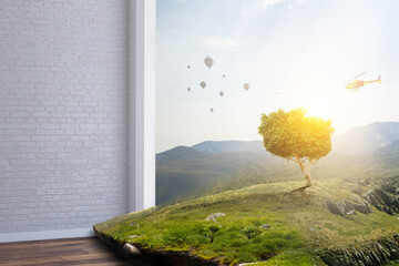 Wall Mural - Image of tree and landscape