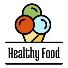 Wall Mural - Healthy food logo. Outline healthy food vector logo color flat isolated