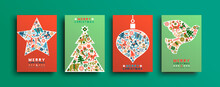 Christmas New Year Folk Animal Icon Card Set
