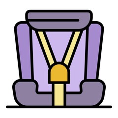 Sticker - Modern baby car seat icon. Outline modern baby car seat vector icon color flat isolated