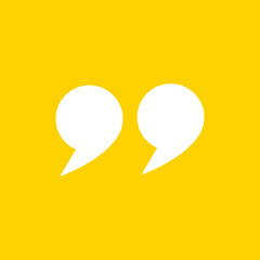 Vector Quotation Marks, White Symbol on Bright Yellow Background, Quoting Marks, Double Commas.