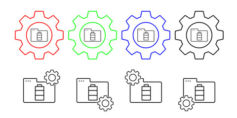 Sticker - Folder battery vector icon in gear set illustration for ui and ux, website or mobile application