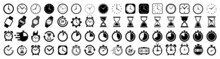 Clock Icon Set. Hourglass Icon. Stopwatch Symbol. Sandglass Time. Watch Icon. Timers Icon. Countdown Timer. Vector Illustration