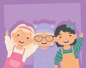 Wall Mural - little girls three characters