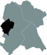 Black location map of the Hardtberg district inside gray urban districts map of the German regional capital city of Bonn, Germany