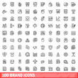 © ylivdesign - 100 brand icons set. Outline illustration of 100 brand icons vector set isolated on white background