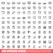 © ylivdesign - 100 hygiene icons set. Outline illustration of 100 hygiene icons vector set isolated on white background