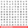 © ylivdesign - 100 office icons set. Outline illustration of 100 office icons vector set isolated on white background