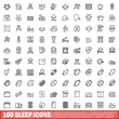 © ylivdesign - 100 sleep icons set. Outline illustration of 100 sleep icons vector set isolated on white background