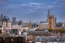London Cityscape With A Bunch Of Famous Buildings On It On An Autumn Overcast Day