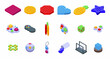 Antistress toy icons set isometric vector. Simple dimple. Sensory ball