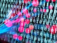 Cyber Attack, Fibre Optics Containing A Virus Infecting A Computer