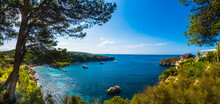 Spain, Balearic Islands, Mallorca, Isla Malgrats, Panoramic View Of Bay