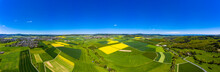 Aerial View Of Rape Fields And Cornfields Near Usingen And Schwalbach, Hesse, Germany