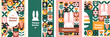 © 100% HAND-CRAFTED - Set of easter cards. Collection of holiday icons. Website decoration, graphic elements. Holiday covers, posters, banners, greeting card. Cartoon flat vector illustration isolated on white background