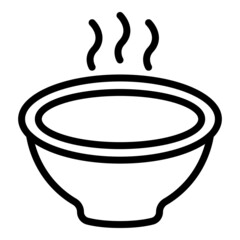 Sticker - Hot cream soup icon outline vector. Pumpkin bowl. Mushroom plate