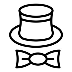 Poster - Birthday top hat icon outline vector. Gift present. Bow surprise