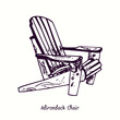 © Artinblackink - Adirondack Chair. Ink black and white doodle drawing in woodcut style.
