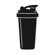 Protein shake drink in shaker bottle for sports nutrition concept in silhouette vector icon