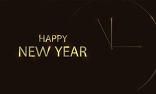 Golden Shiny Blurred Round Clock Happy New Year, Vector Art Illustration.