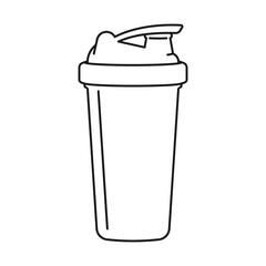 Wall Mural - Protein shake drink in shaker bottle for sports nutrition concept in outline vector icon