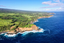 USA, Hawaii, Big Island, Pacific Ocean, Pololu Valley Lookout, Neue Bay, Akoakoa Point, Aerial View
