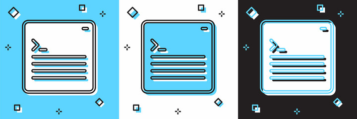Set Software, web developer programming code icon isolated on blue and white, black background. Javascript computer script random parts of program code. Vector