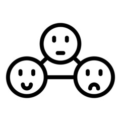 Poster - Feedback group icon outline vector. Sad emoji. Bad level
